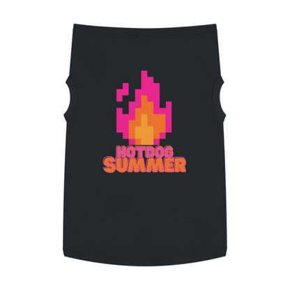 Pet Tank Top — 'Hotdog Summer' Retro Pixel Flame Dog Tee