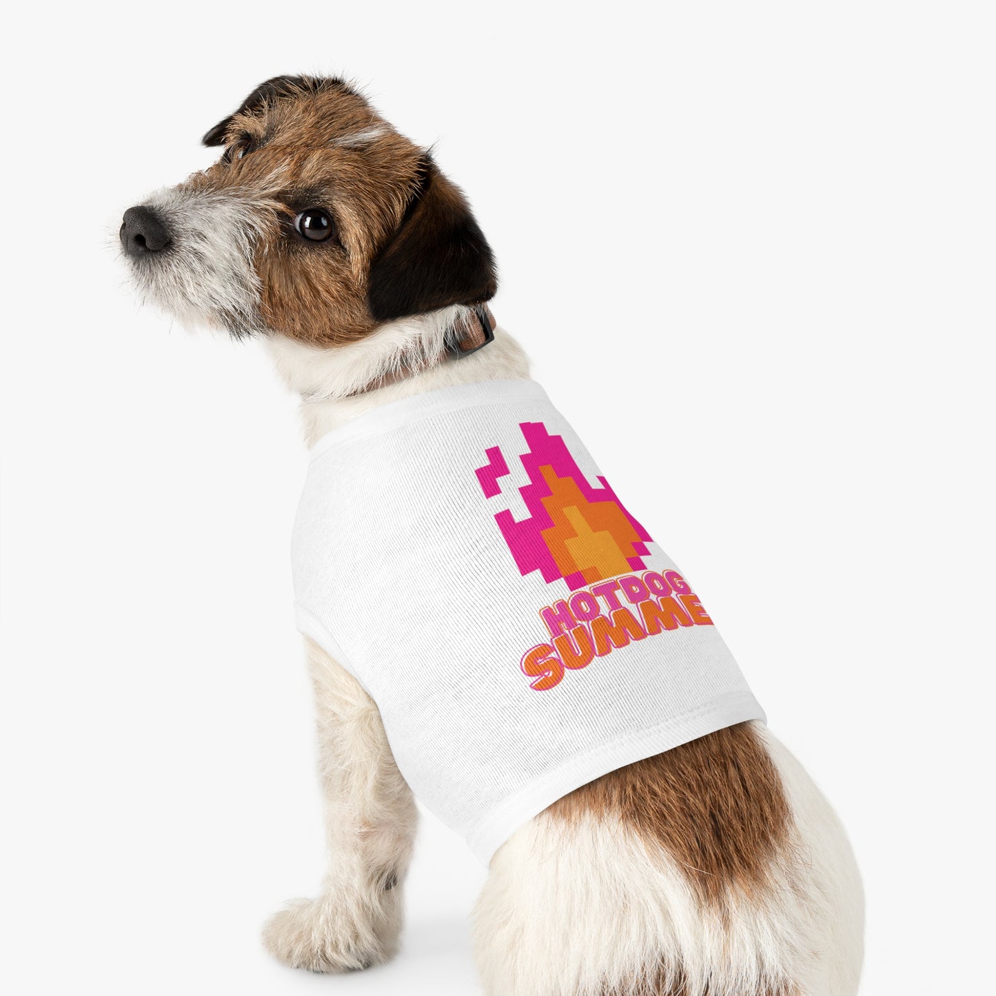 Pet Tank Top — 'Hotdog Summer' Retro Pixel Flame Dog Tee