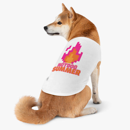 Pet Tank Top — 'Hotdog Summer' Retro Pixel Flame Dog Tee