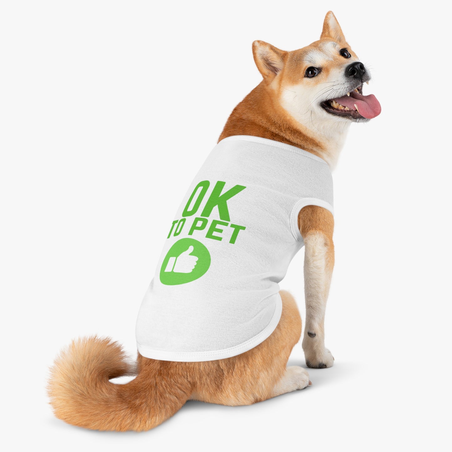 Pet Tank Top — "OK TO PET" Green Thumbs-Up Dog Tee