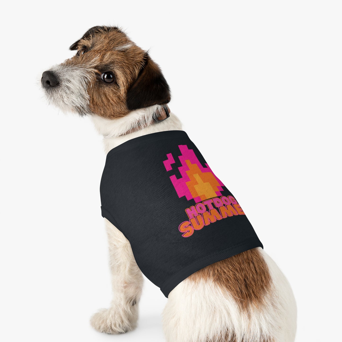 Pet Tank Top — 'Hotdog Summer' Retro Pixel Flame Dog Tee