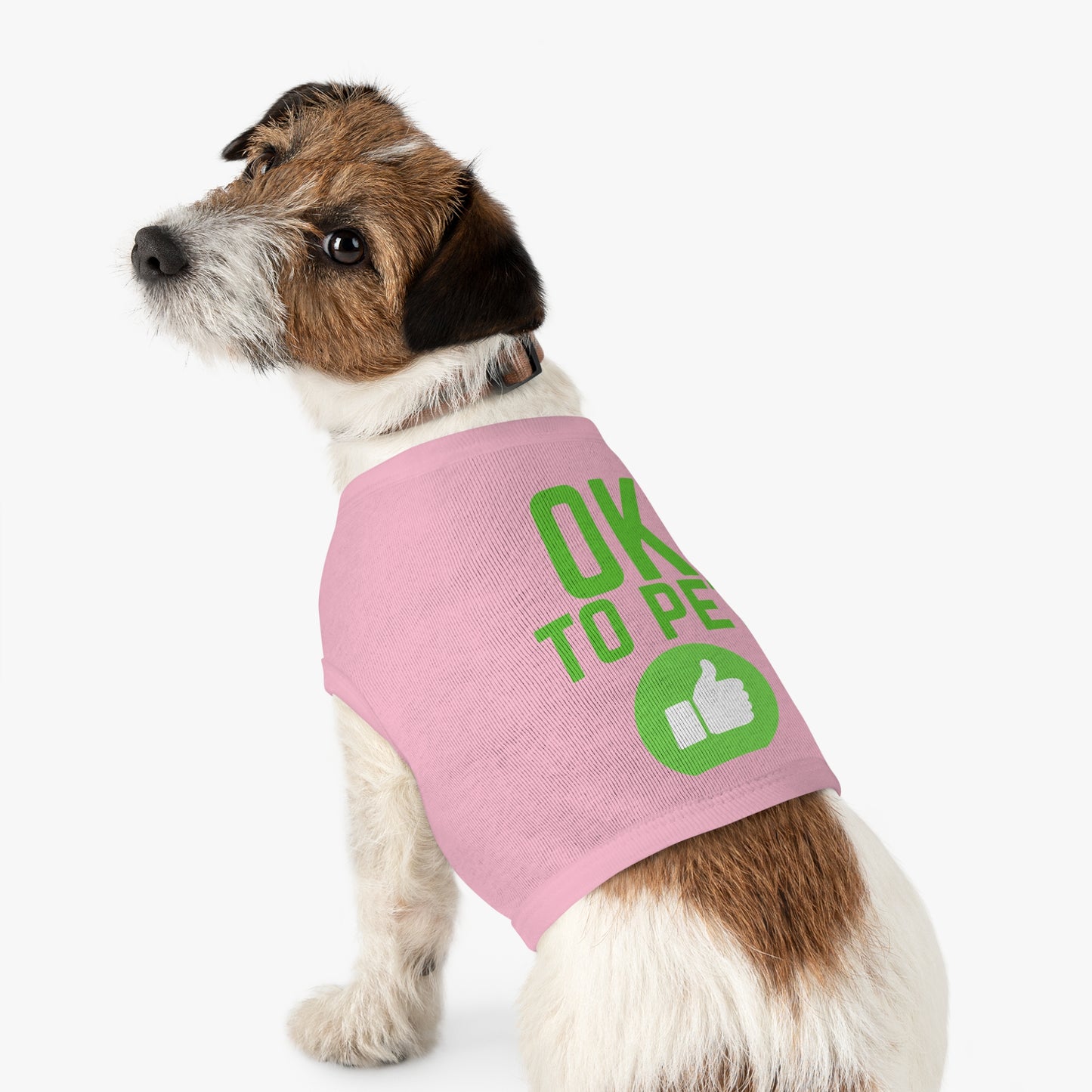 Pet Tank Top — "OK TO PET" Green Thumbs-Up Dog Tee