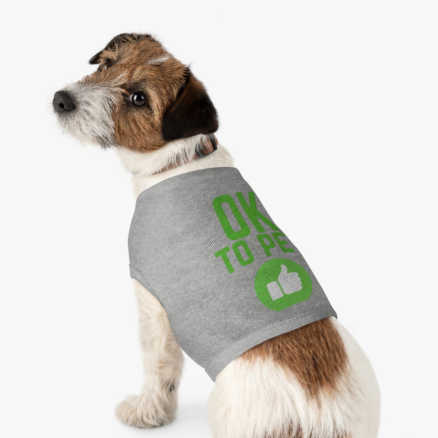 Pet Tank Top — "OK TO PET" Green Thumbs-Up Dog Tee