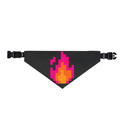 Pixel Flame Clip-On Pet Bandana — Neon Retro Fire Dog & Cat Accessory