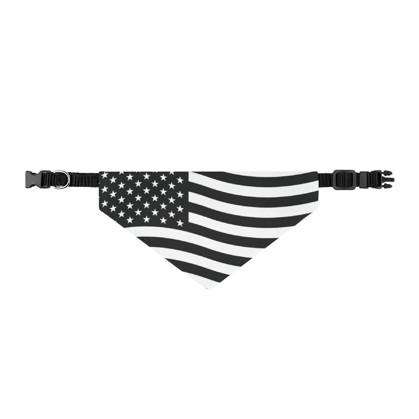 American Flag Clip-On Pet Bandana – Black & White Patriotic Collar Accessory