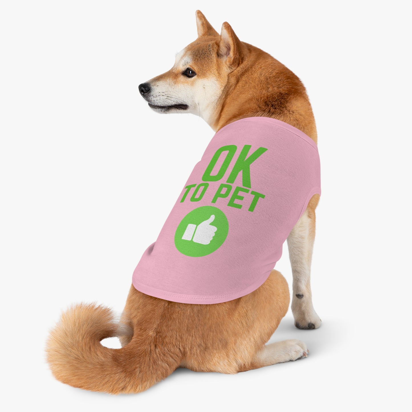 Pet Tank Top — "OK TO PET" Green Thumbs-Up Dog Tee