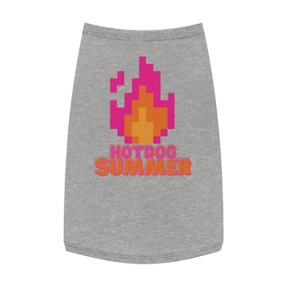 Pet Tank Top — 'Hotdog Summer' Retro Pixel Flame Dog Tee