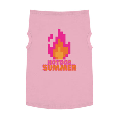 Pet Tank Top — 'Hotdog Summer' Retro Pixel Flame Dog Tee