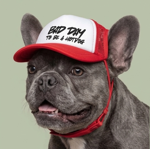 “Bad Day to Be a Hotdog” Matching Dog Foam Cap