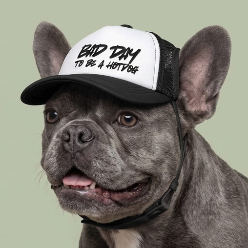 “Bad Day to Be a Hotdog” Matching Dog Foam Cap