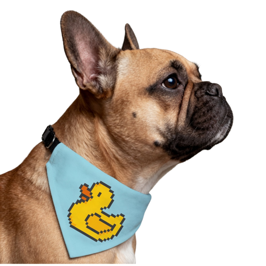 Pixel Duck Clip-On Pet Bandana — Cute Retro Rubber Duck Dog & Cat Accessory
