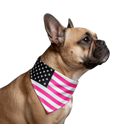 Pink American Flag Clip-On Pet Bandana
