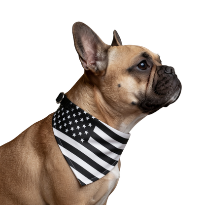 American Flag Clip-On Pet Bandana – Black & White Patriotic Collar Accessory