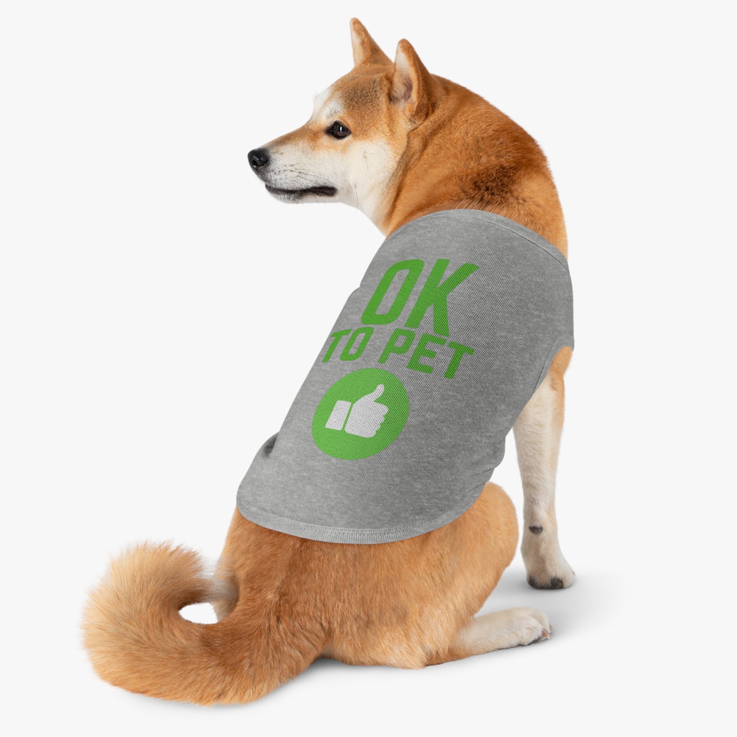 Pet Tank Top — "OK TO PET" Green Thumbs-Up Dog Tee