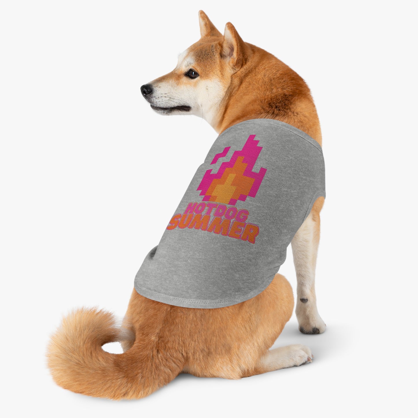 Pet Tank Top — 'Hotdog Summer' Retro Pixel Flame Dog Tee