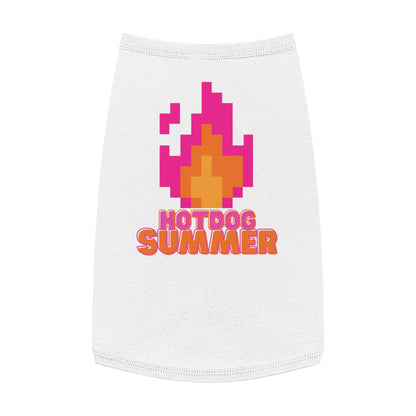 Pet Tank Top — 'Hotdog Summer' Retro Pixel Flame Dog Tee