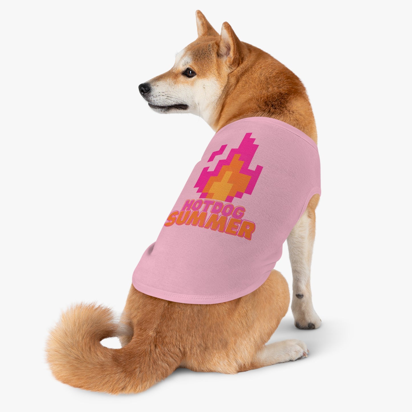 Pet Tank Top — 'Hotdog Summer' Retro Pixel Flame Dog Tee