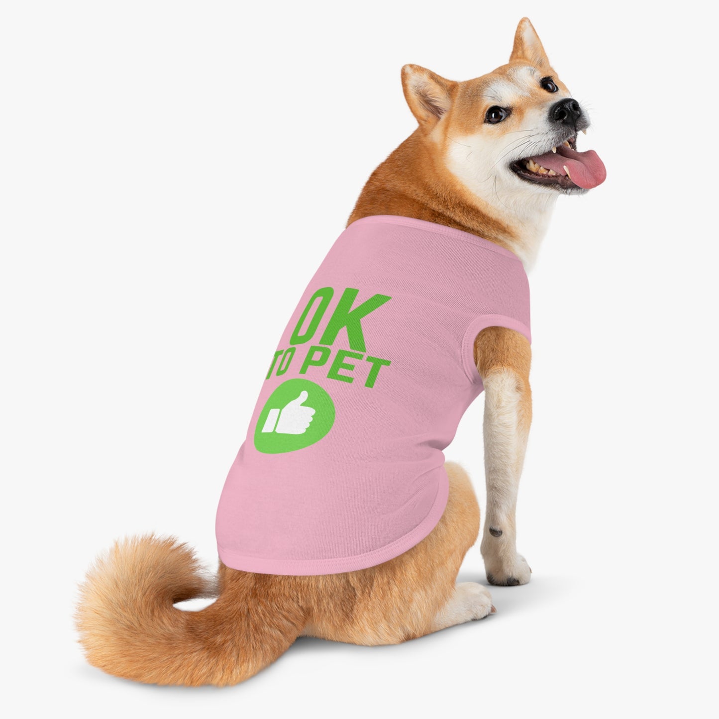 Pet Tank Top — "OK TO PET" Green Thumbs-Up Dog Tee