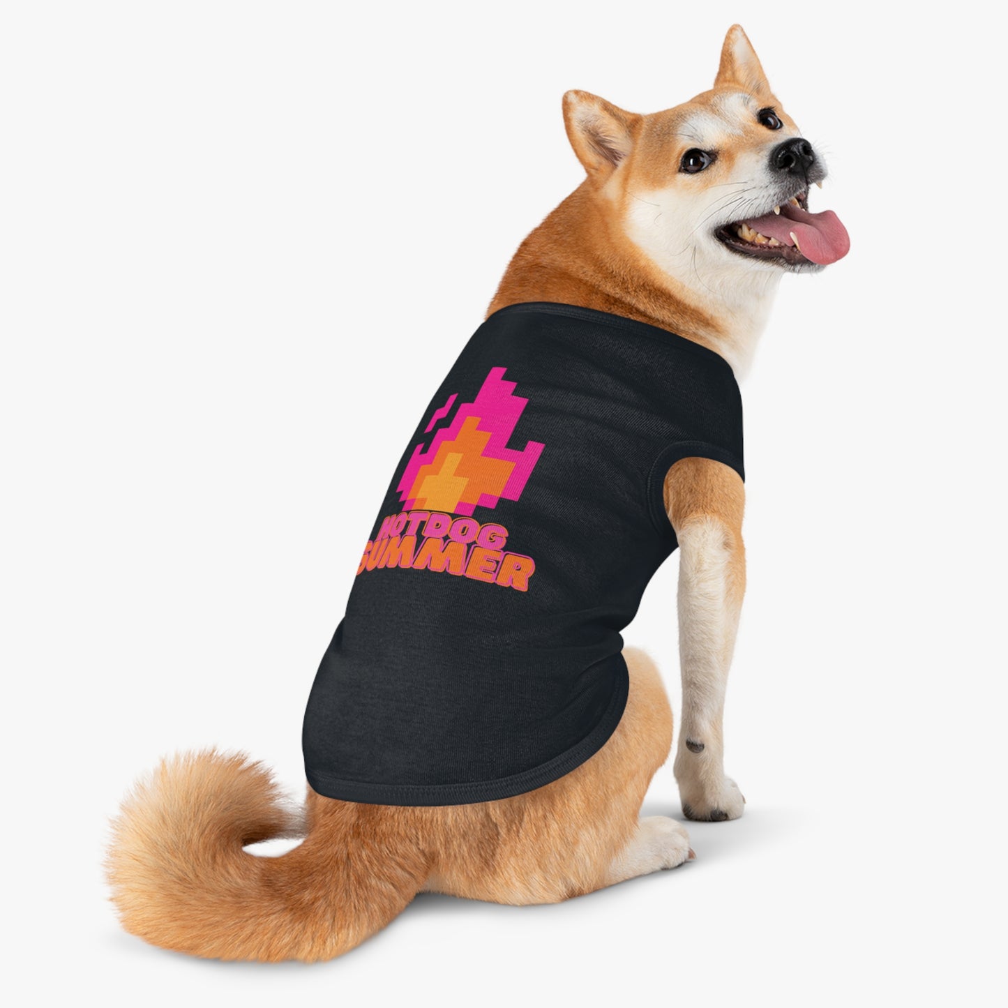 Pet Tank Top — 'Hotdog Summer' Retro Pixel Flame Dog Tee
