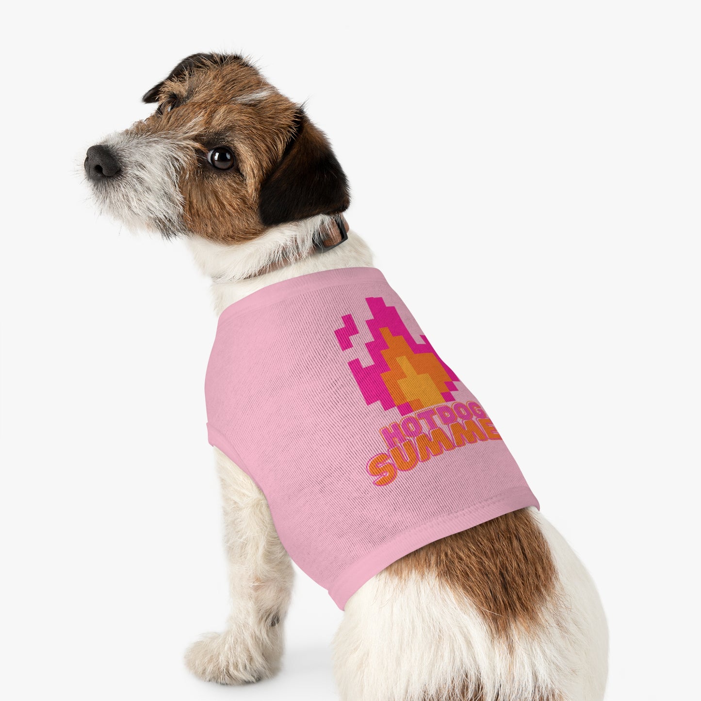 Pet Tank Top — 'Hotdog Summer' Retro Pixel Flame Dog Tee