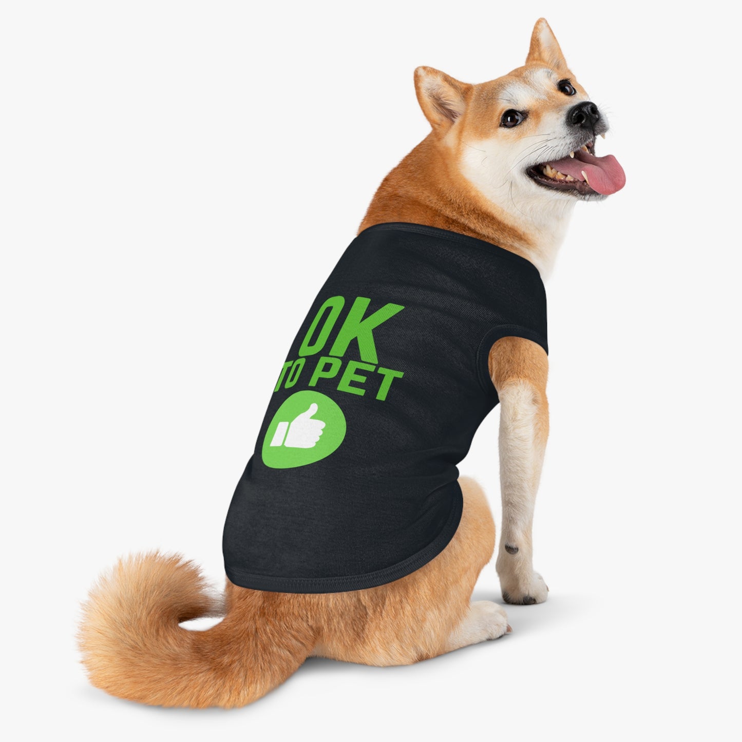 Pet Tank Top — "OK TO PET" Green Thumbs-Up Dog Tee