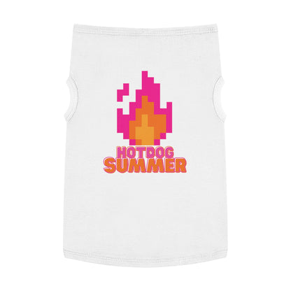 Pet Tank Top — 'Hotdog Summer' Retro Pixel Flame Dog Tee