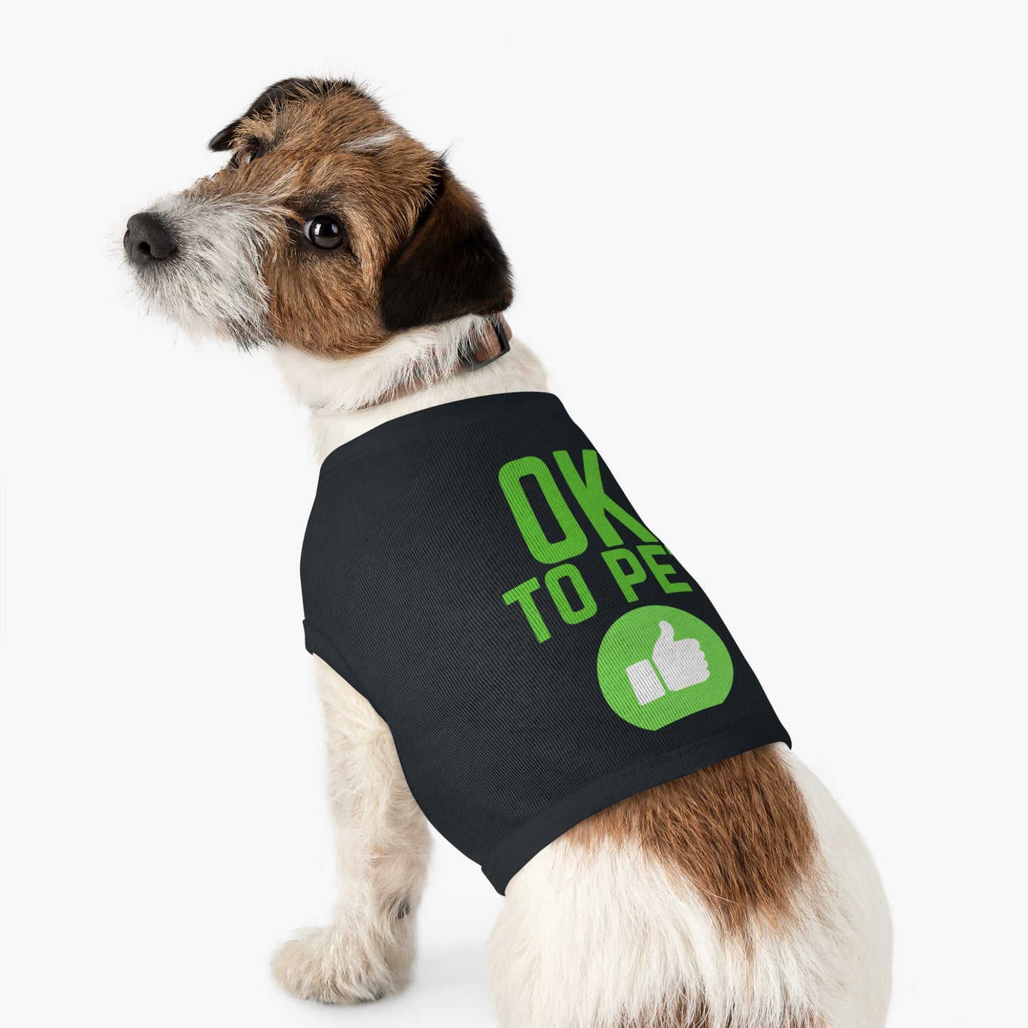 Pet Tank Top — "OK TO PET" Green Thumbs-Up Dog Tee