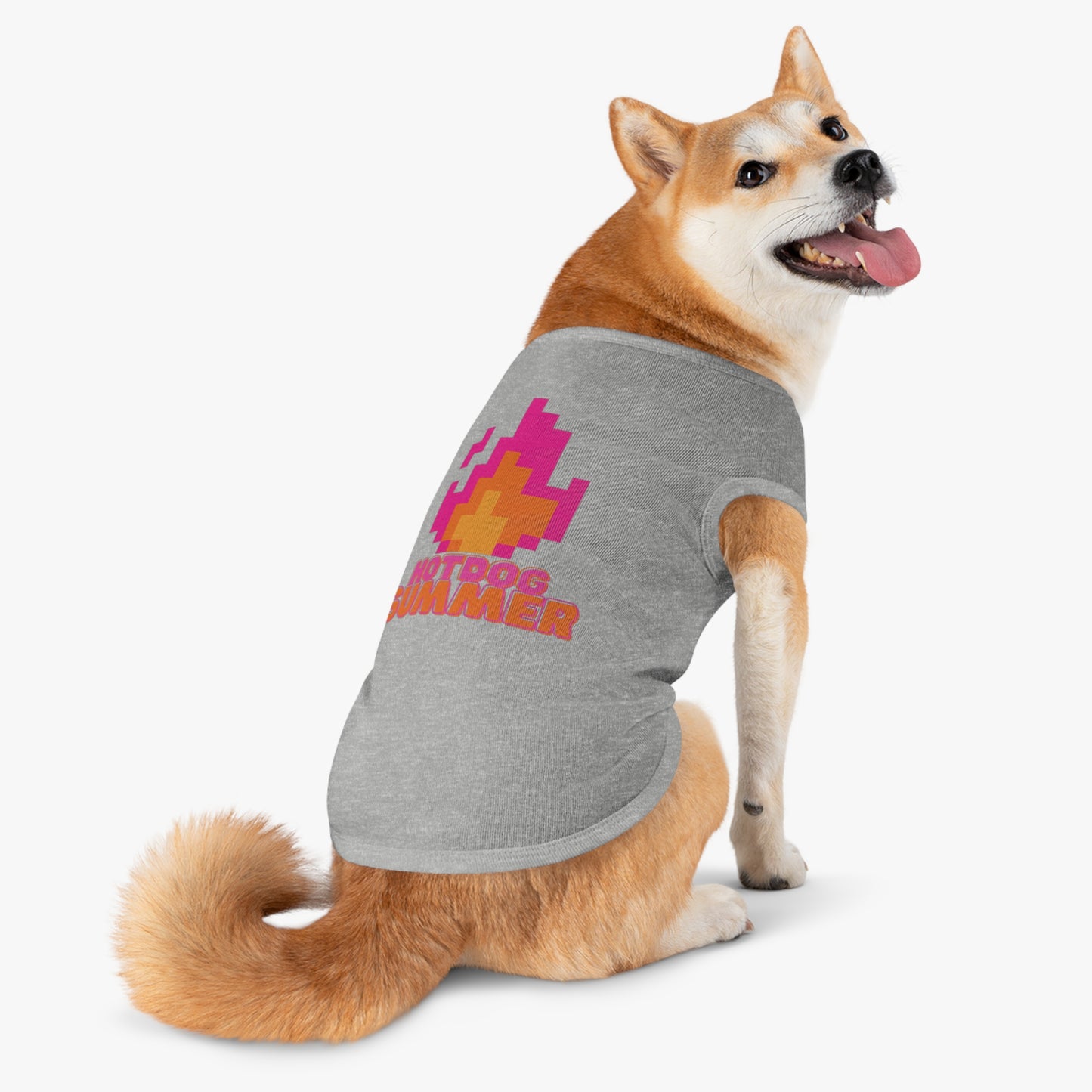 Pet Tank Top — 'Hotdog Summer' Retro Pixel Flame Dog Tee