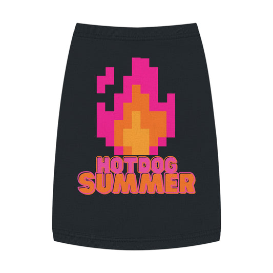 Pet Tank Top — 'Hotdog Summer' Retro Pixel Flame Dog Tee