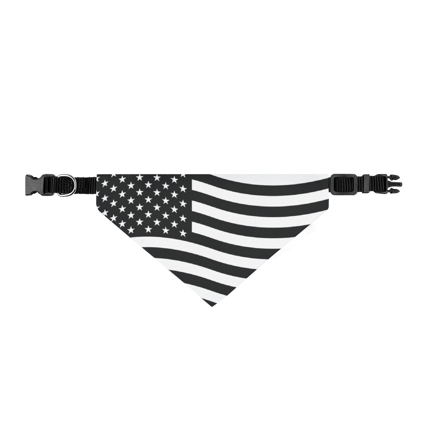 American Flag Clip-On Pet Bandana – Black & White Patriotic Collar Accessory