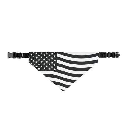 American Flag Clip-On Pet Bandana – Black & White Patriotic Collar Accessory