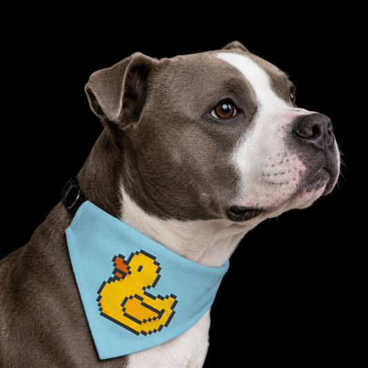 Pixel Duck Clip-On Pet Bandana — Cute Retro Rubber Duck Dog & Cat Accessory