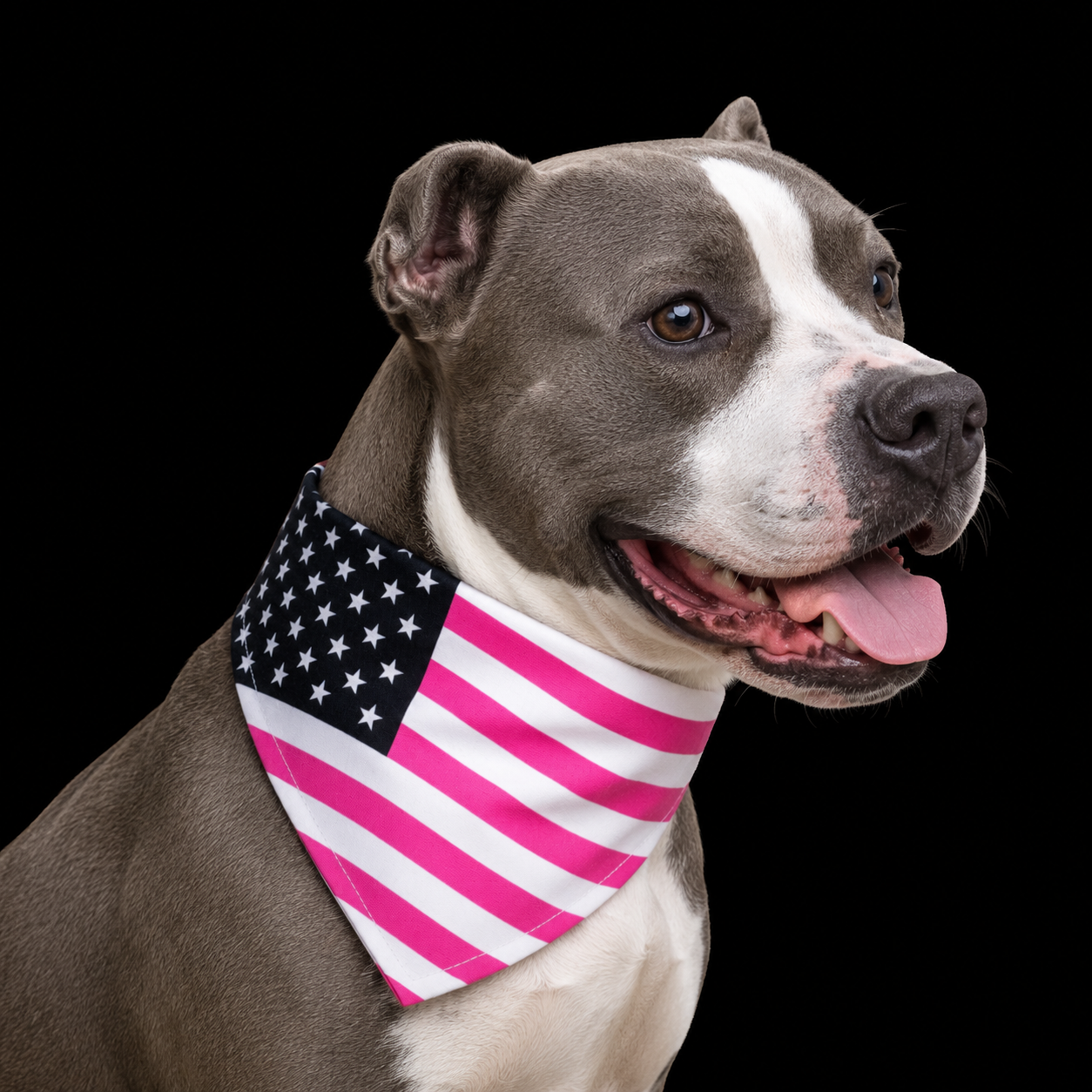 Pink American Flag Clip-On Pet Bandana